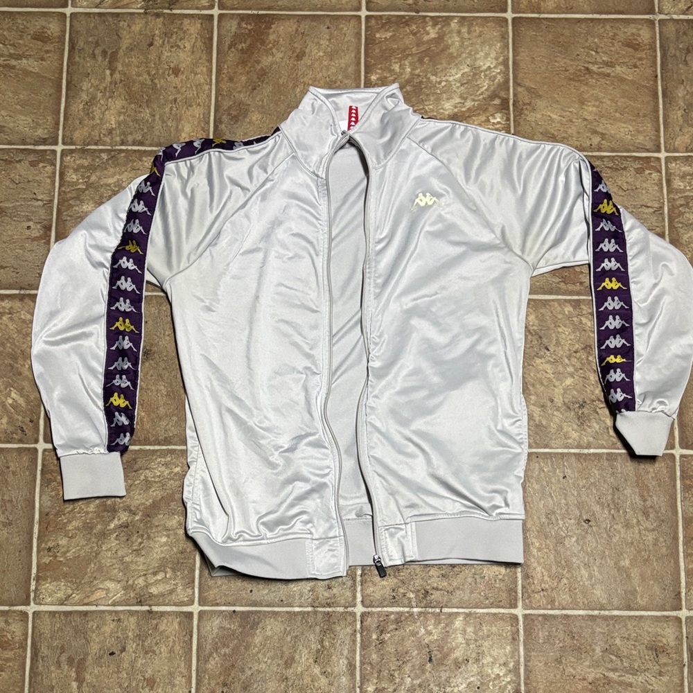 Kappa Silver Track Jacket with Purple and Gold Details